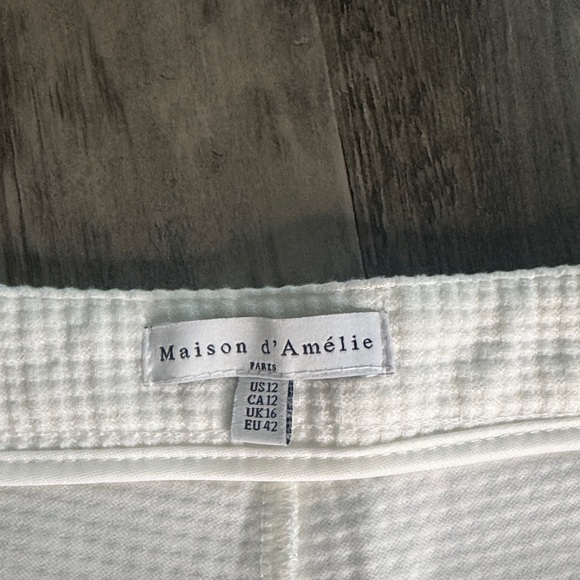 Elegant Cream Straight Leg Waffle Weave Women's Pants - Picture 2 of 4